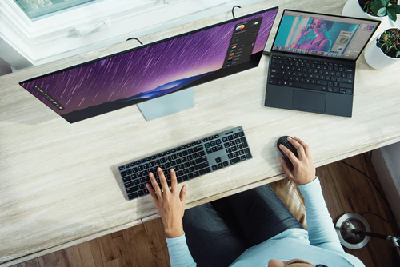 Working on a computer